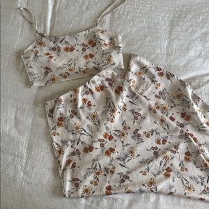 Audrey 3+1 Cream Floral Maxi Skirt Set with Rust and Mustard Accents